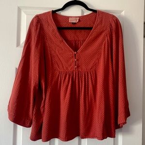 Burnt Orange Top with (3) Buttons